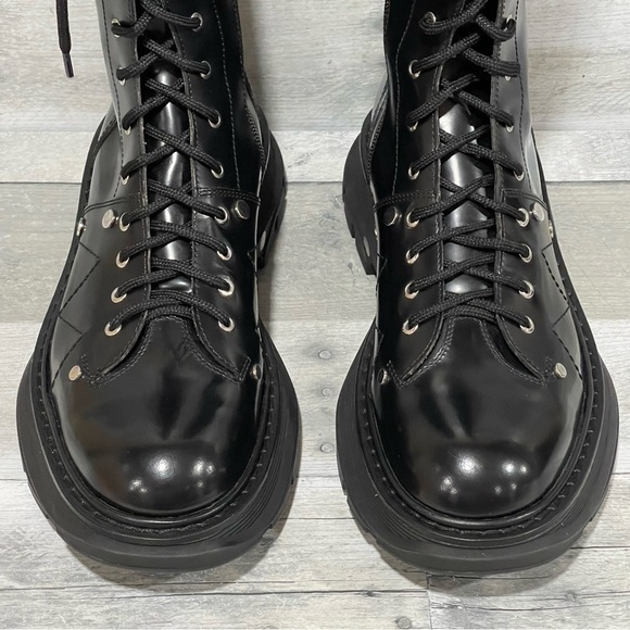 ALEXANDER MCQUEEN Tread Tall Lace-Up Platform Boot - Black - Sz - 11 US / 41 EU - Picture 7 of 13